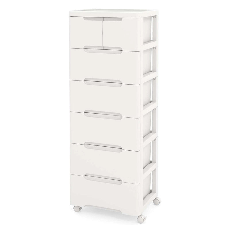 Chariot de rangement à roulettes Costway 1 pièce, 7 tiroirs, en plastique, avec 4 supports universels - Voir les détails-10