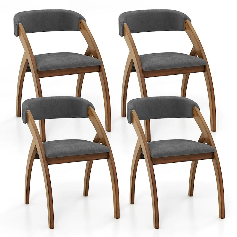 Ensemble de 4 chaises de salle à manger Gymax avec coussin rembourré et dossier incurvé.-10