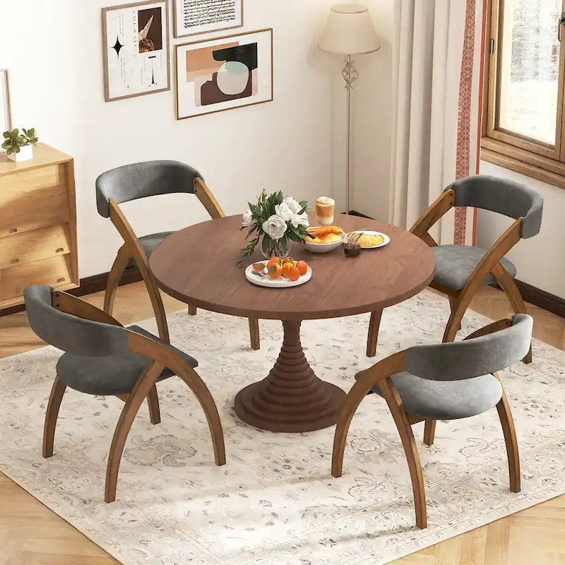Ensemble de 4 chaises de salle à manger Gymax avec coussin rembourré et dossier incurvé.-2