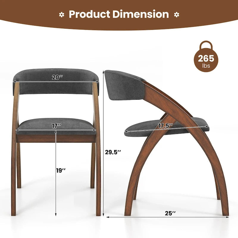 Ensemble de 4 chaises de salle à manger Gymax avec coussin rembourré et dossier incurvé.-3