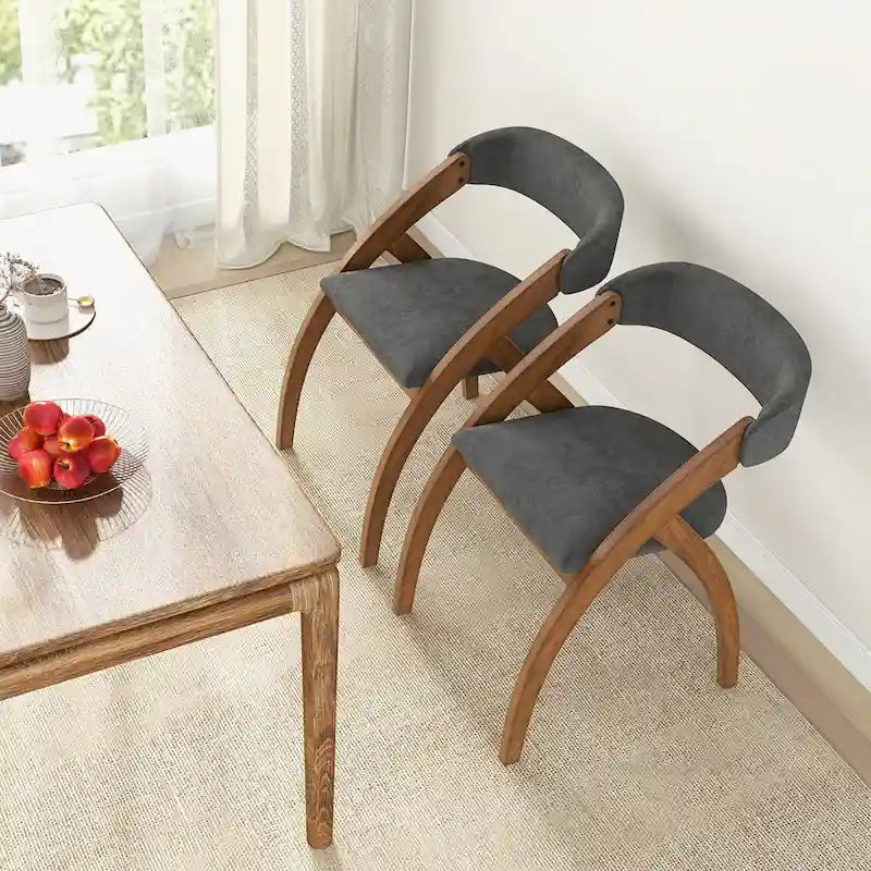Ensemble de 4 chaises de salle à manger Gymax avec coussin rembourré et dossier incurvé.-4