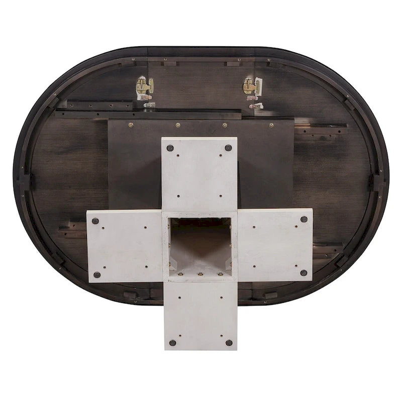 Table de salle à manger ovale extensible vintage, table en bois massif pour 6 personnes dans la cuisine-7