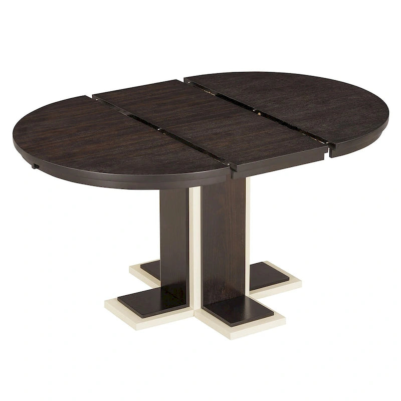 Table de salle à manger ovale extensible vintage, table en bois massif pour 6 personnes dans la cuisine-9