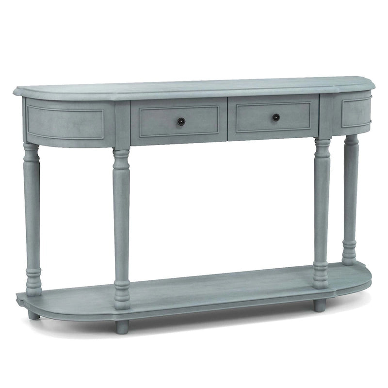 Table console rétro Costway 52 Long avec 2 tiroirs et étagère ouverte - Voir les détails-10