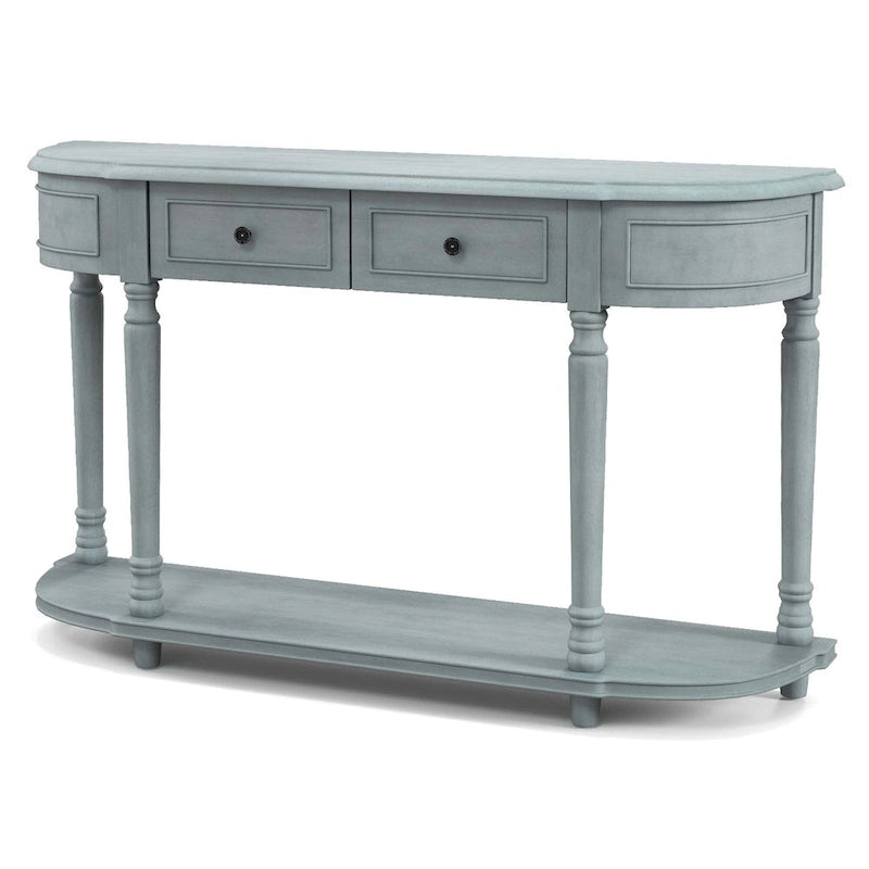 Table console rétro Costway 52 Long avec 2 tiroirs et étagère ouverte - Voir les détails-11