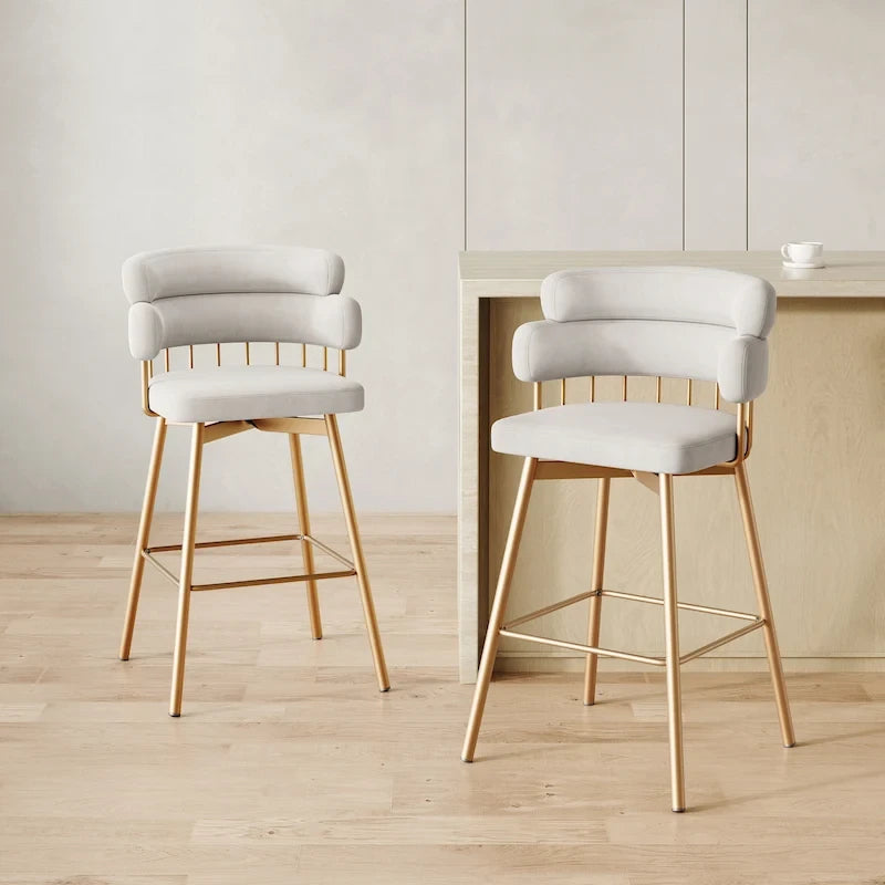 Tabourets de bar pivotants à 180° Christopher Knight Home Bremen 26 en velours avec pieds en métal (lot de 2)-22
