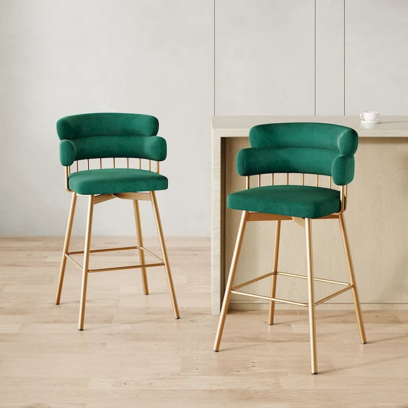 Tabourets de bar pivotants à 180° Christopher Knight Home Bremen 26 en velours avec pieds en métal (lot de 2)-23