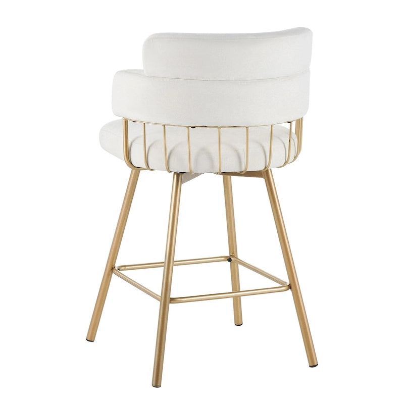 Tabourets de bar pivotants à 180° Christopher Knight Home Bremen 26 en velours avec pieds en métal (lot de 2)-3