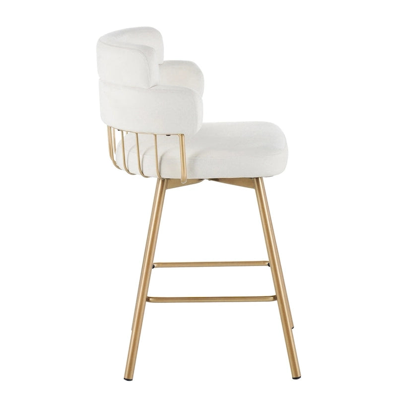 Tabourets de bar pivotants à 180° Christopher Knight Home Bremen 26 en velours avec pieds en métal (lot de 2)-4