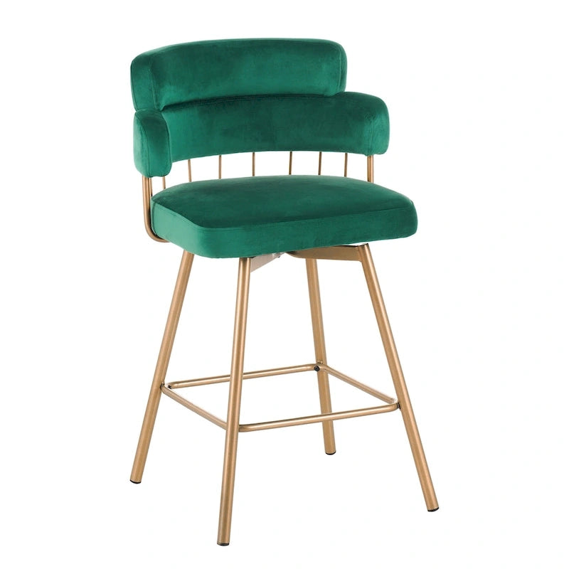 Tabourets de bar pivotants à 180° Christopher Knight Home Bremen 26 en velours avec pieds en métal (lot de 2)-12
