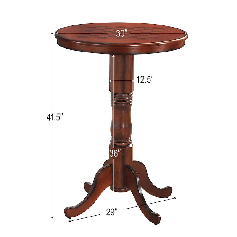 Table d'échecs ronde Gymax 42 pour bar/pub, style bistro vintage, avec plateau à damier - Voir les détails-3