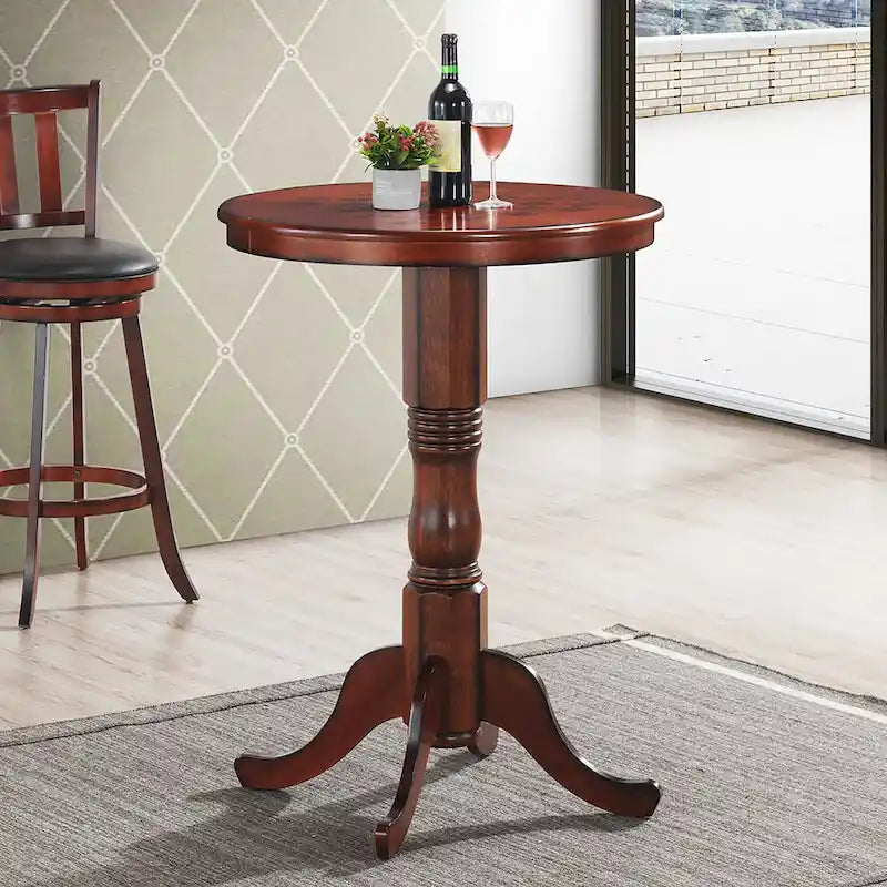 Table d'échecs ronde Gymax 42 pour bar/pub, style bistro vintage, avec plateau à damier - Voir les détails-4