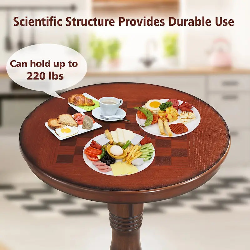 Table d'échecs ronde Gymax 42 pour bar/pub, style bistro vintage, avec plateau à damier - Voir les détails-8