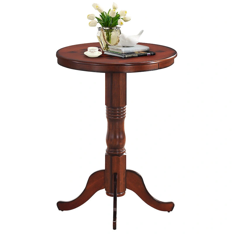 Table d'échecs ronde Gymax 42 pour bar/pub, style bistro vintage, avec plateau à damier - Voir les détails-10