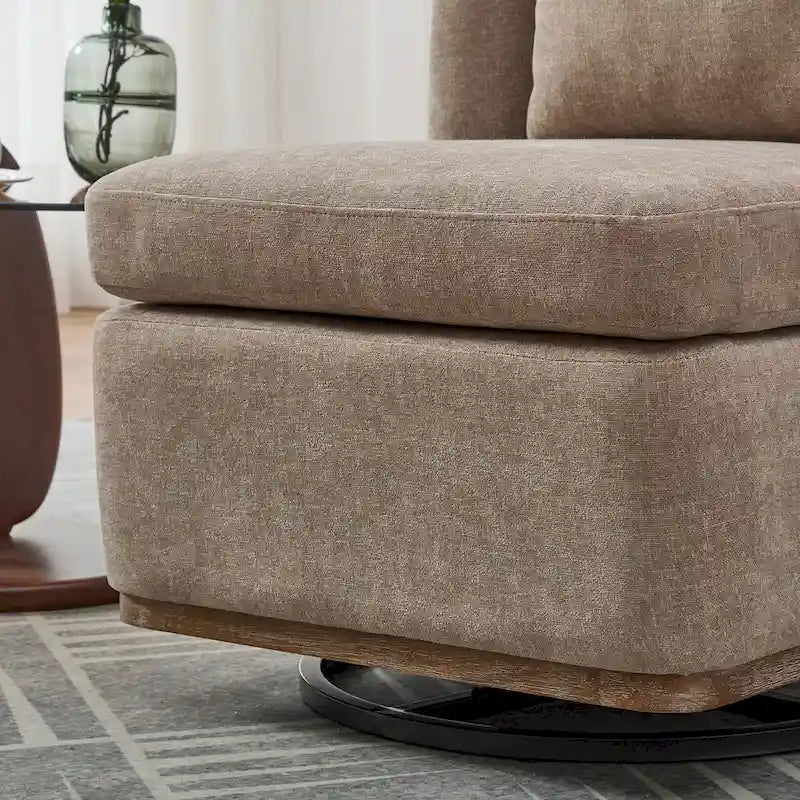 Fauteuil de bureau d'appoint en chenille à assise large (63,5 cm) avec piètement métallique pivotant à 360°-6