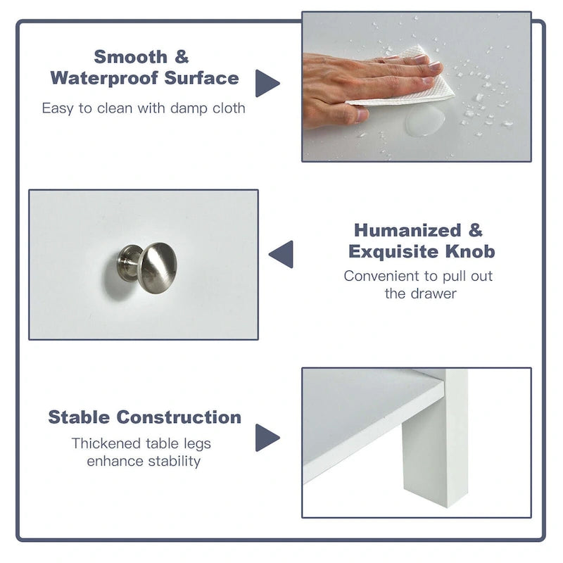 Table de chevet Gymax 2PCS à 2 niveaux, table d'appoint moderne avec tiroir et ouverture-11