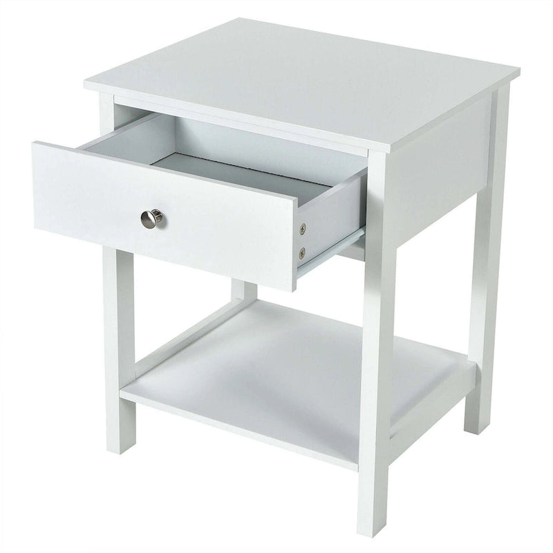 Table de chevet Gymax 2PCS à 2 niveaux, table d'appoint moderne avec tiroir et ouverture-12
