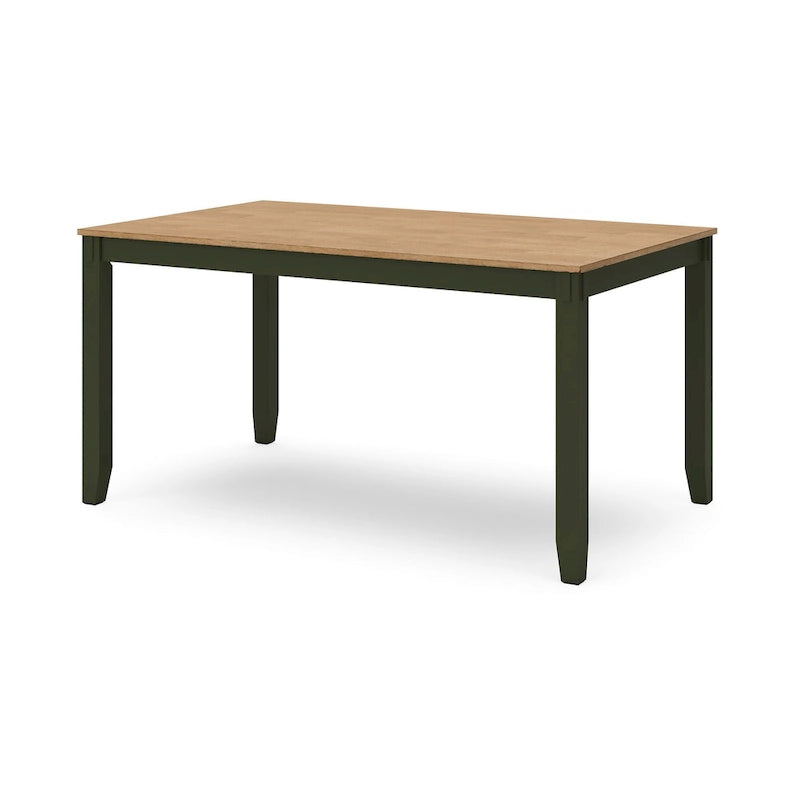 Ensemble table et chaises Gasy avec 4 chaises et 1 banc, bois vert foncé et marron.-4