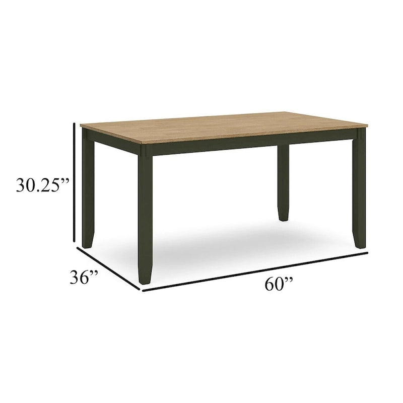 Ensemble table et chaises Gasy avec 4 chaises et 1 banc, bois vert foncé et marron.-5