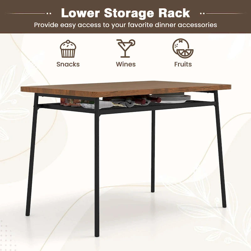 Ensemble table et chaises de cuisine carrées en bois Costway 5 pièces avec structure en métal-6