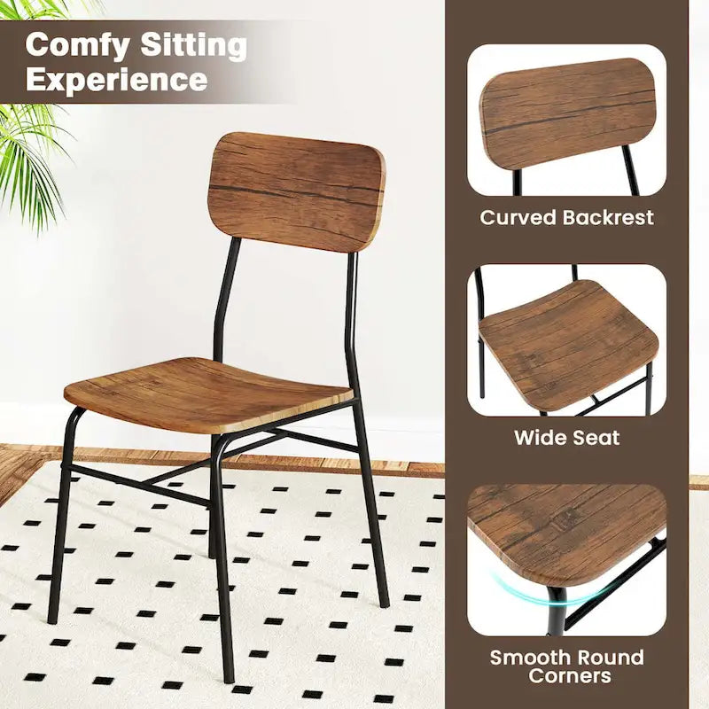 Ensemble table et chaises de cuisine carrées en bois Costway 5 pièces avec structure en métal-10