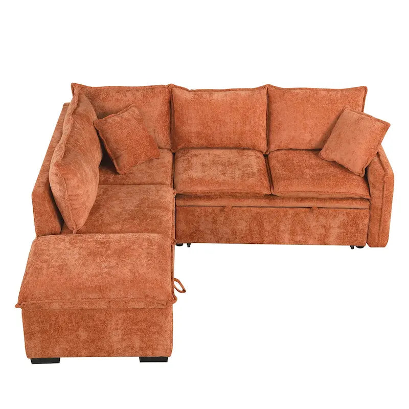 Canapé-lit d'angle convertible Roomfitters avec pouf de rangement, deux oreillers, ports USB et prises électriques-27