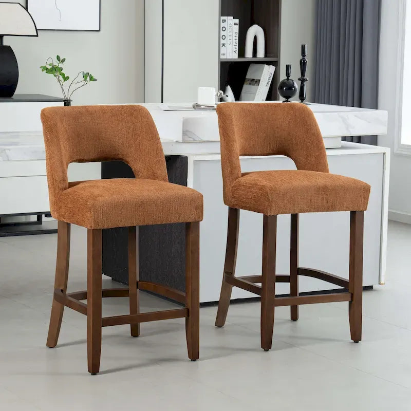 Ensemble de 2 tabourets de bar en bois avec repose-pieds-17