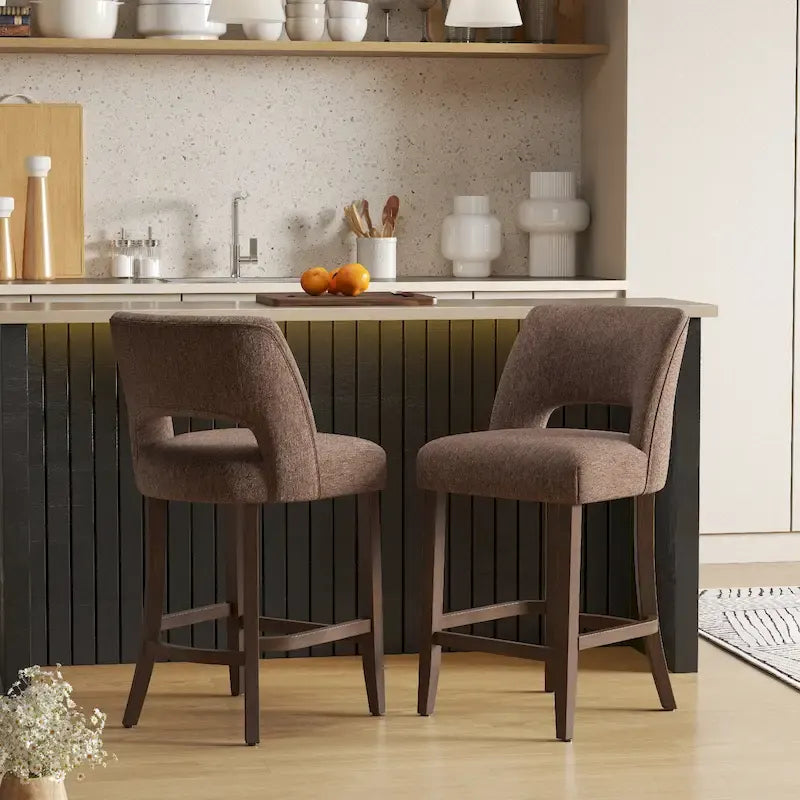 Ensemble de 2 tabourets de bar en bois avec repose-pieds-18