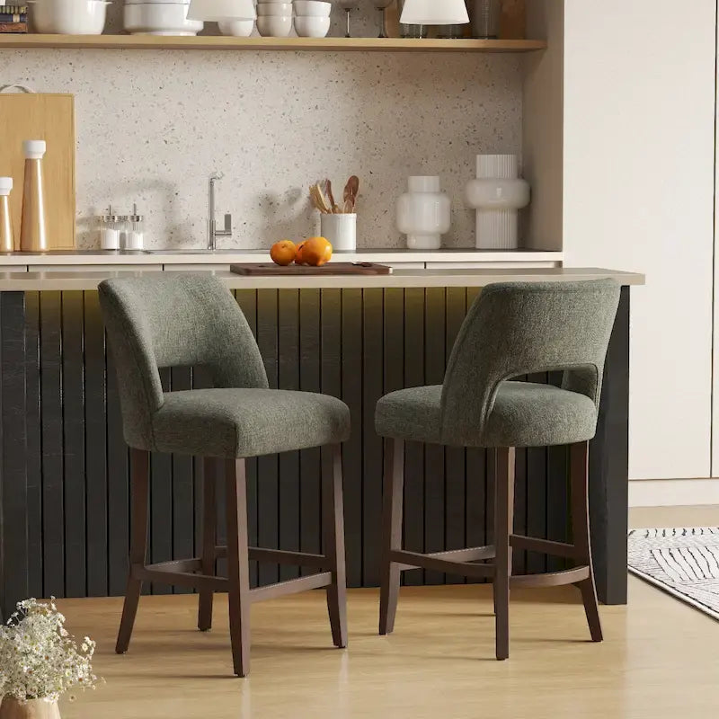 Ensemble de 2 tabourets de bar en bois avec repose-pieds-19