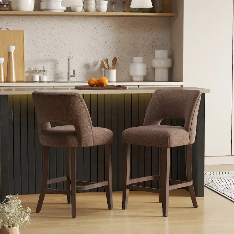 Ensemble de 2 tabourets de bar en bois avec repose-pieds