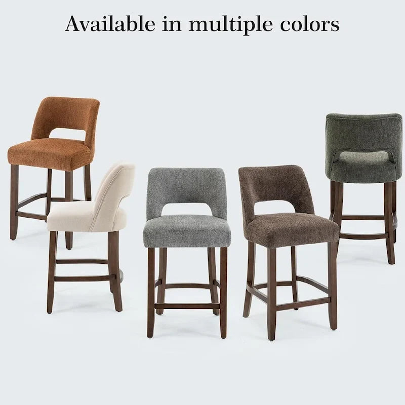 Ensemble de 2 tabourets de bar en bois avec repose-pieds-4