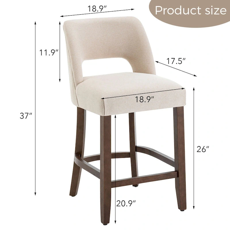 Ensemble de 2 tabourets de bar en bois avec repose-pieds-9