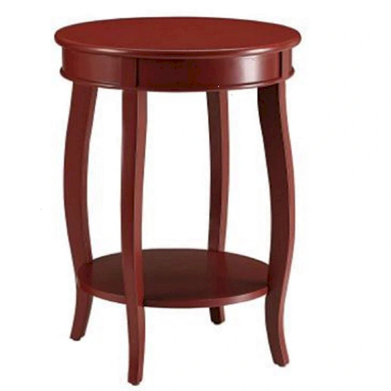 Table d'appoint ronde polyvalente en bois massif de 61 cm (24 po) avec étagère, idéale pour une chambre ou un salon - 61 cm (24 po) H x 46 cm (18 po) L x 46 cm (18 po) P