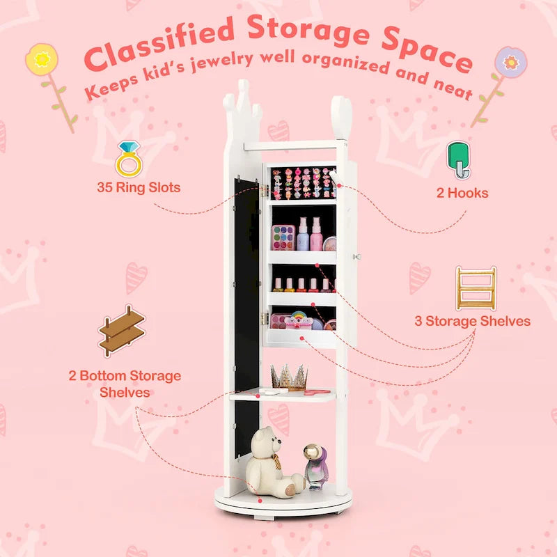Ensemble coiffeuse pour enfants Gymax Princesse, table et chaise de maquillage avec
