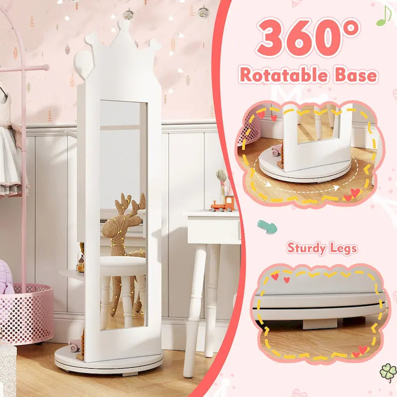 Ensemble coiffeuse pour enfants Gymax Princesse, table et chaise de maquillage avec-3