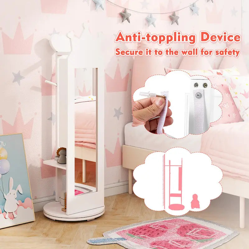 Ensemble coiffeuse pour enfants Gymax Princesse, table et chaise de maquillage avec-4