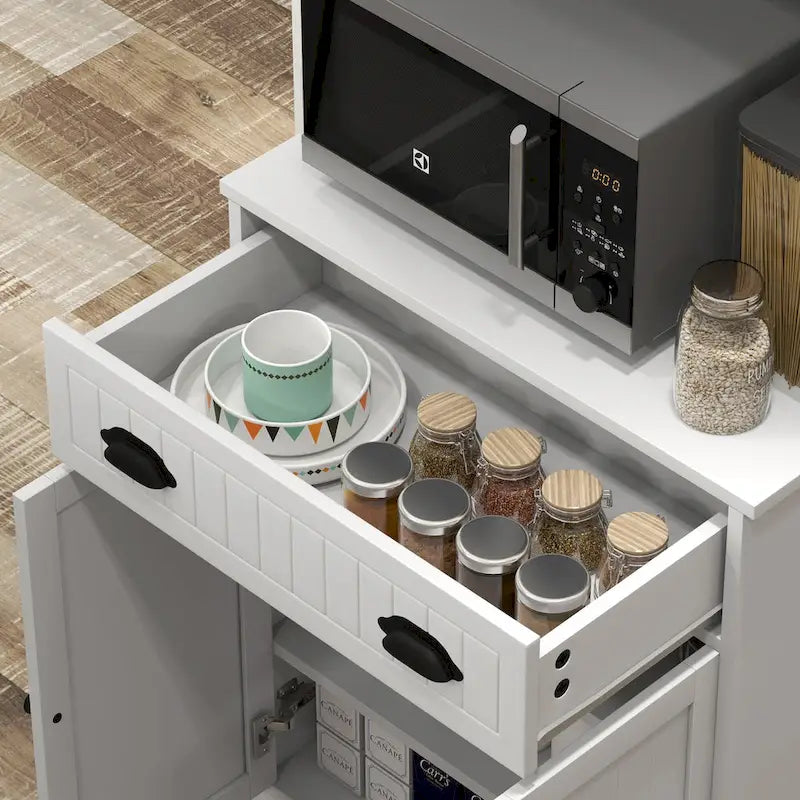 Meuble pour micro-ondes avec tiroir de rangement (tabouret non inclus)-2