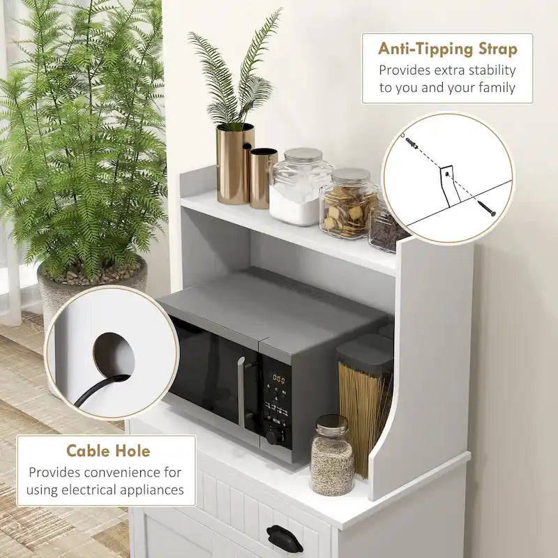 Meuble pour micro-ondes avec tiroir de rangement (tabouret non inclus)-3