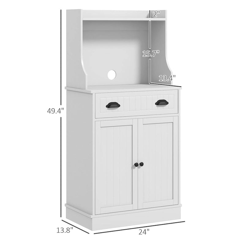 Meuble pour micro-ondes avec tiroir de rangement (tabouret non inclus)-7