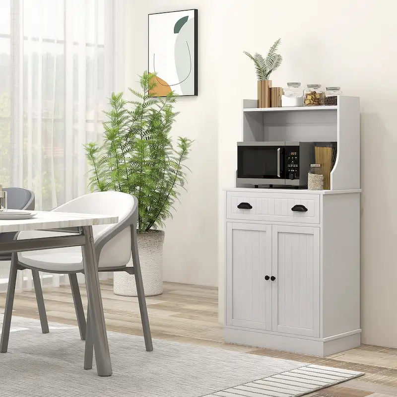 Meuble pour micro-ondes avec tiroir de rangement (tabouret non inclus)-8