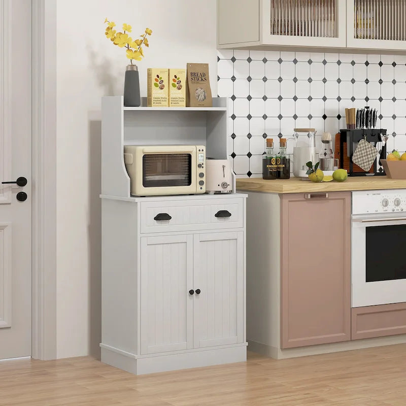 Meuble pour micro-ondes avec tiroir de rangement (tabouret non inclus)-9
