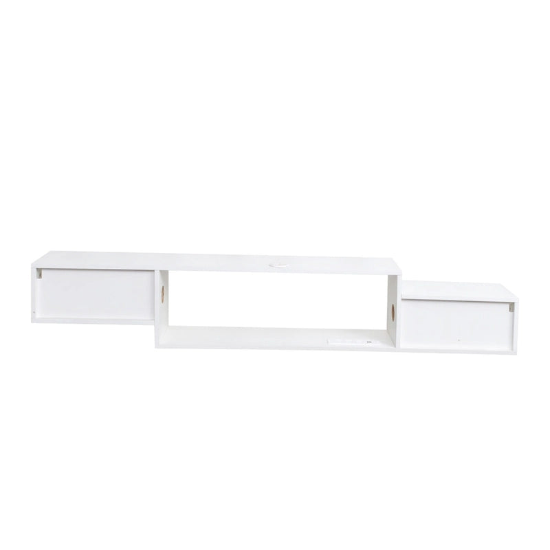 Meuble TV mural moderne suspendu avec 3 étagères et 20 LED de couleur pour home cinéma et bureau.-4