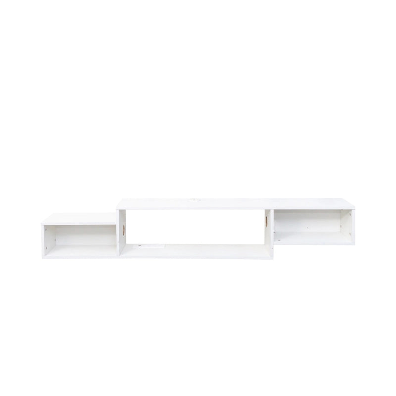 Meuble TV mural moderne suspendu avec 3 étagères et 20 LED de couleur pour home cinéma et bureau.-11