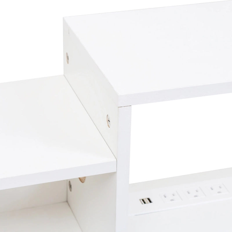 Meuble TV mural moderne suspendu avec 3 étagères et 20 LED de couleur pour home cinéma et bureau.-14