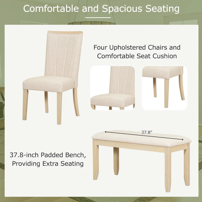 Ensemble de salle à manger contemporain 6 pièces avec table à pied central et 4 chaises-5