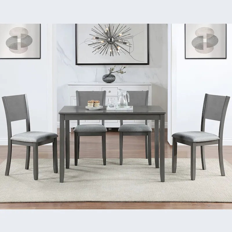 Ensemble de salle à manger moderne 5 pièces avec table rectangulaire haute et 4 chaises rembourrées