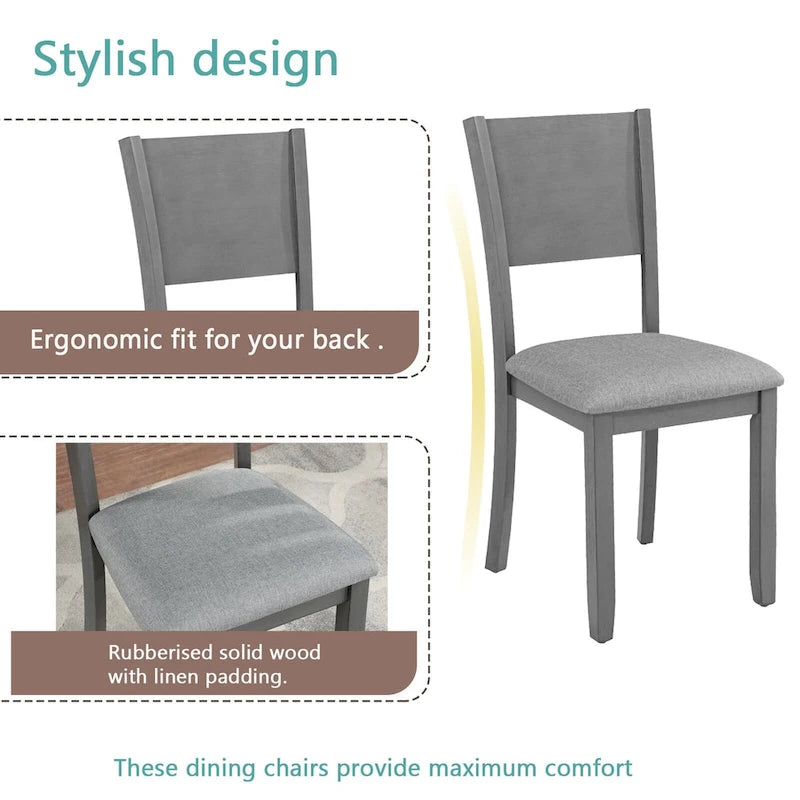 Ensemble de salle à manger moderne 5 pièces avec table rectangulaire haute et 4 chaises rembourrées-7