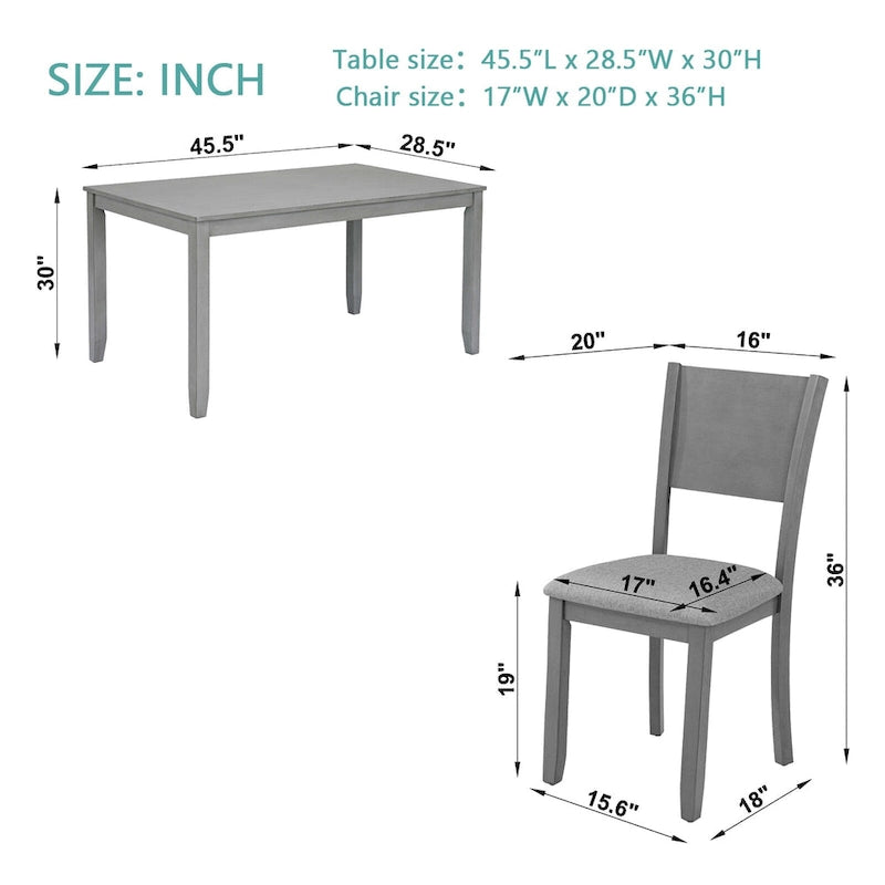 Ensemble de salle à manger moderne 5 pièces avec table rectangulaire haute et 4 chaises rembourrées-8