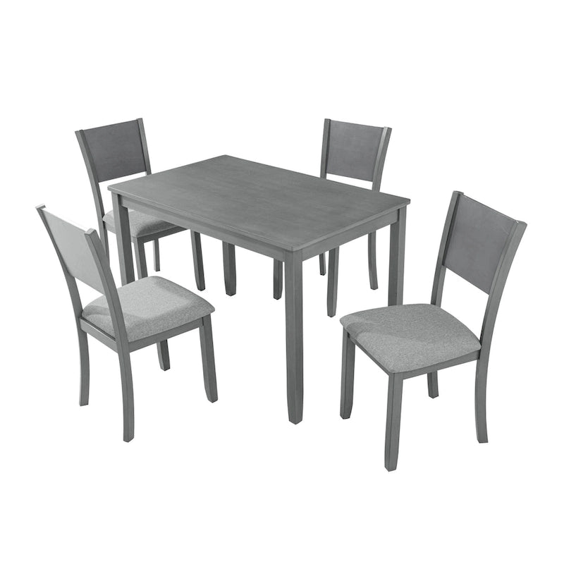 Ensemble de salle à manger moderne 5 pièces avec table rectangulaire haute et 4 chaises rembourrées-9