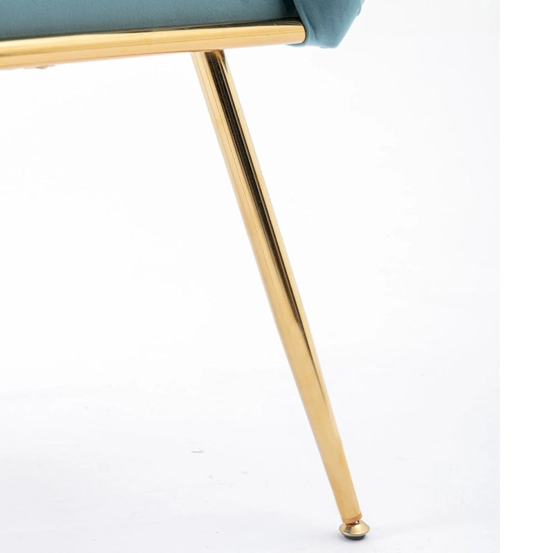 Fauteuil d'appoint moderne bleu de 28,7 pouces, recouvert de velours, avec pieds en métal plaqué or-10